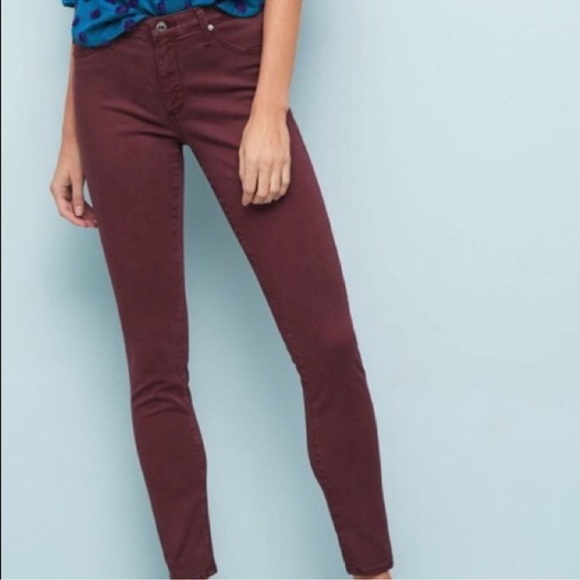AG JEANS The Abbey Sateen Mid-Rise Skinny Ankle Jeans - Wine - LSS1788 - Sz 24 - Picture 2 of 13